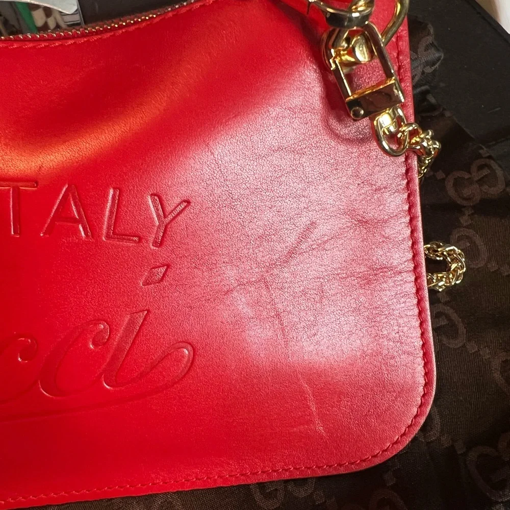 Gucci Red and Gold Crossbody Bag with Chain Strap - Picture 7 of 8